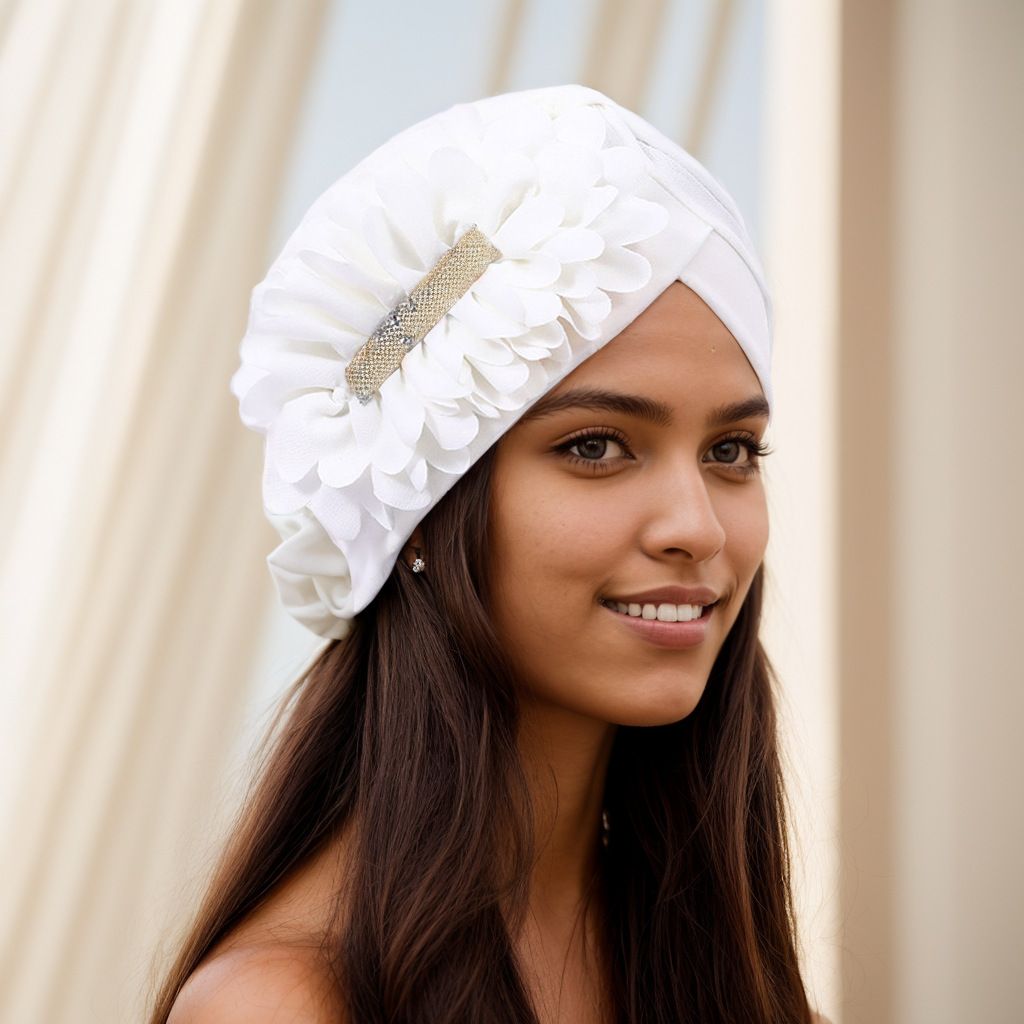 Women Flower Turban Hats - Ruffle Pre Tied Headwrap Caps Chemo Beanies Hijab Headscarf for Cancer Patient Hair Loss