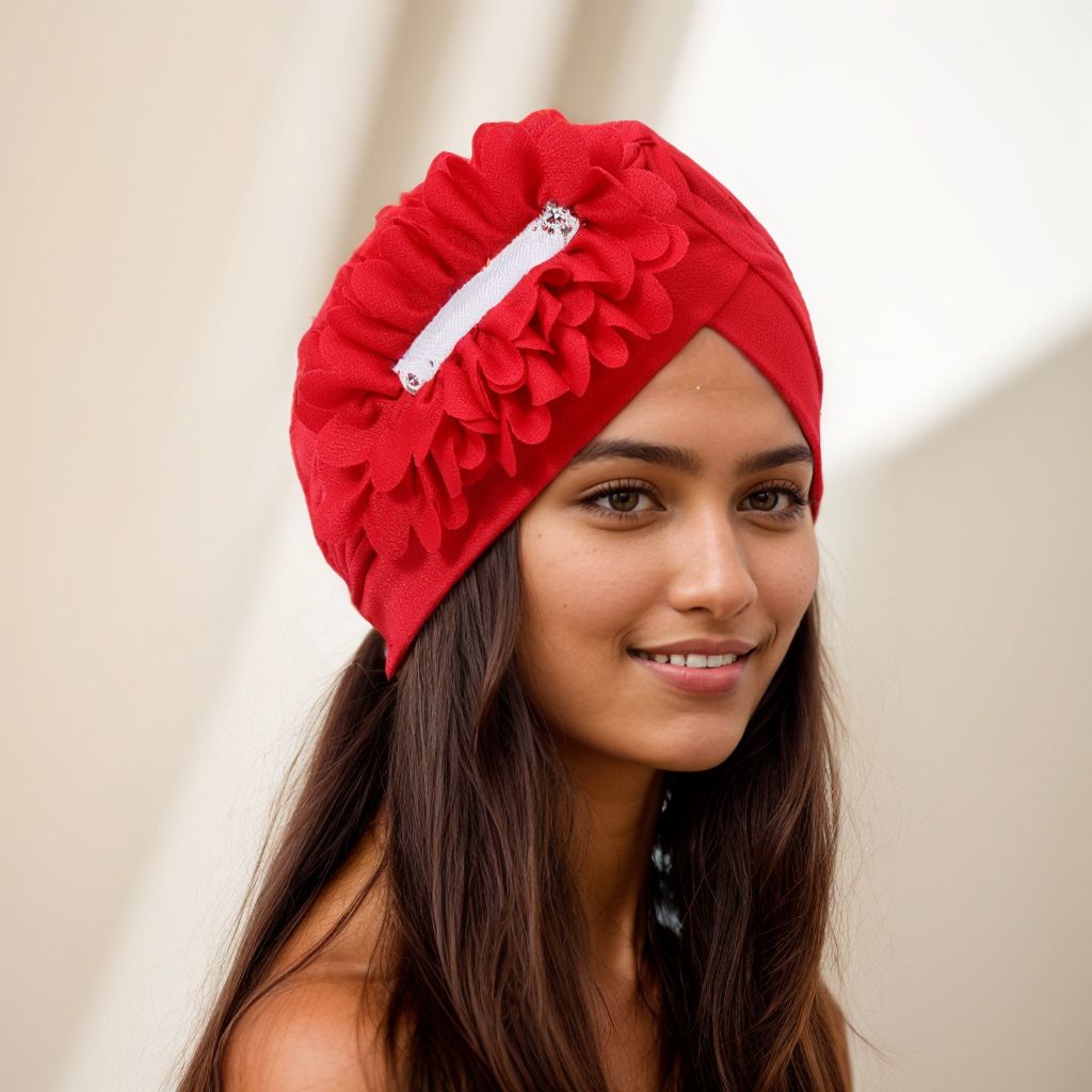 Women Flower Turban Hats - Ruffle Pre Tied Headwrap Caps Chemo Beanies Hijab Headscarf for Cancer Patient Hair Loss