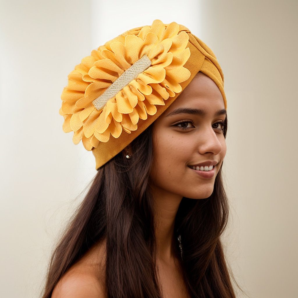 Women Flower Turban Hats - Ruffle Pre Tied Headwrap Caps Chemo Beanies Hijab Headscarf for Cancer Patient Hair Loss
