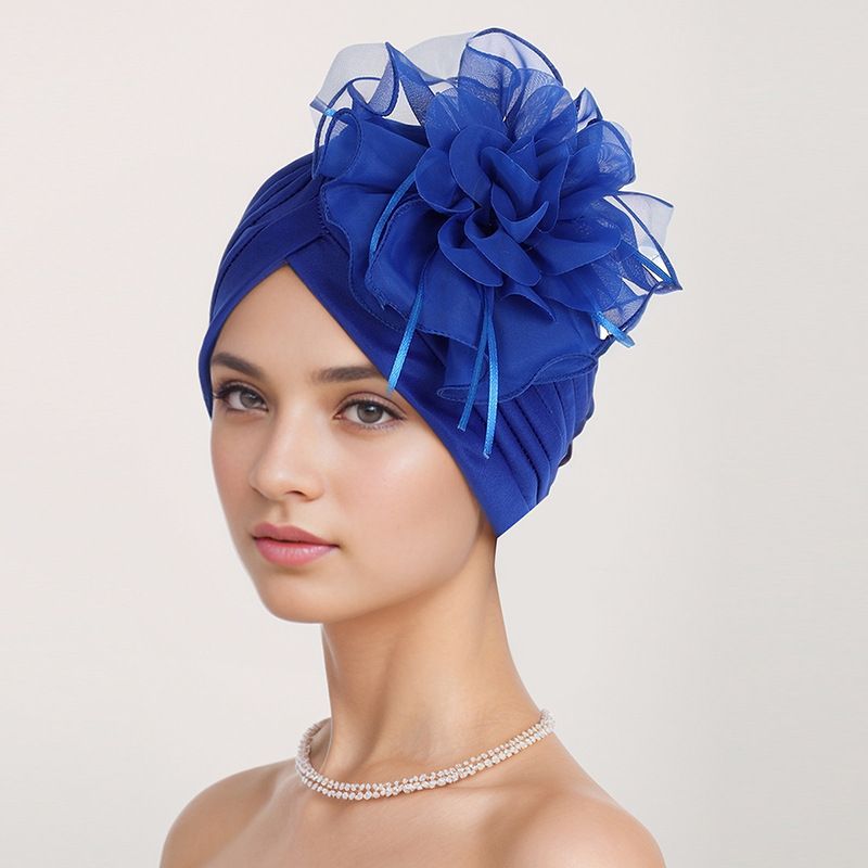 African Turban Flower Head Wrap Vintage Headwrap Hats Elastic Beanie Head Scarf for Women Fashion