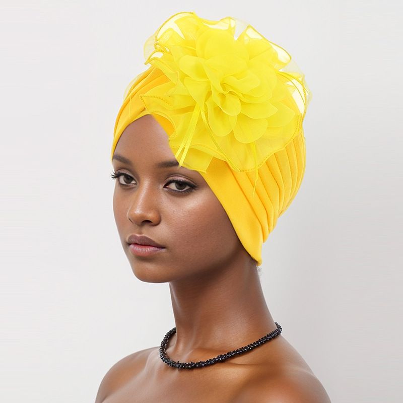 African Turban Flower Head Wrap Vintage Headwrap Hats Elastic Beanie Head Scarf for Women Fashion