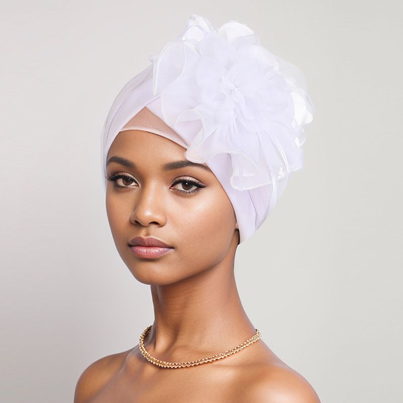 African Turban Flower Head Wrap Vintage Headwrap Hats Elastic Beanie Head Scarf for Women Fashion