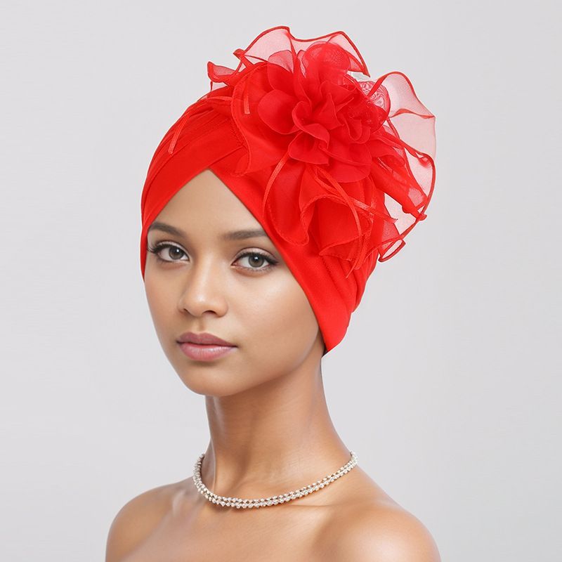 African Turban Flower Head Wrap Vintage Headwrap Hats Elastic Beanie Head Scarf for Women Fashion