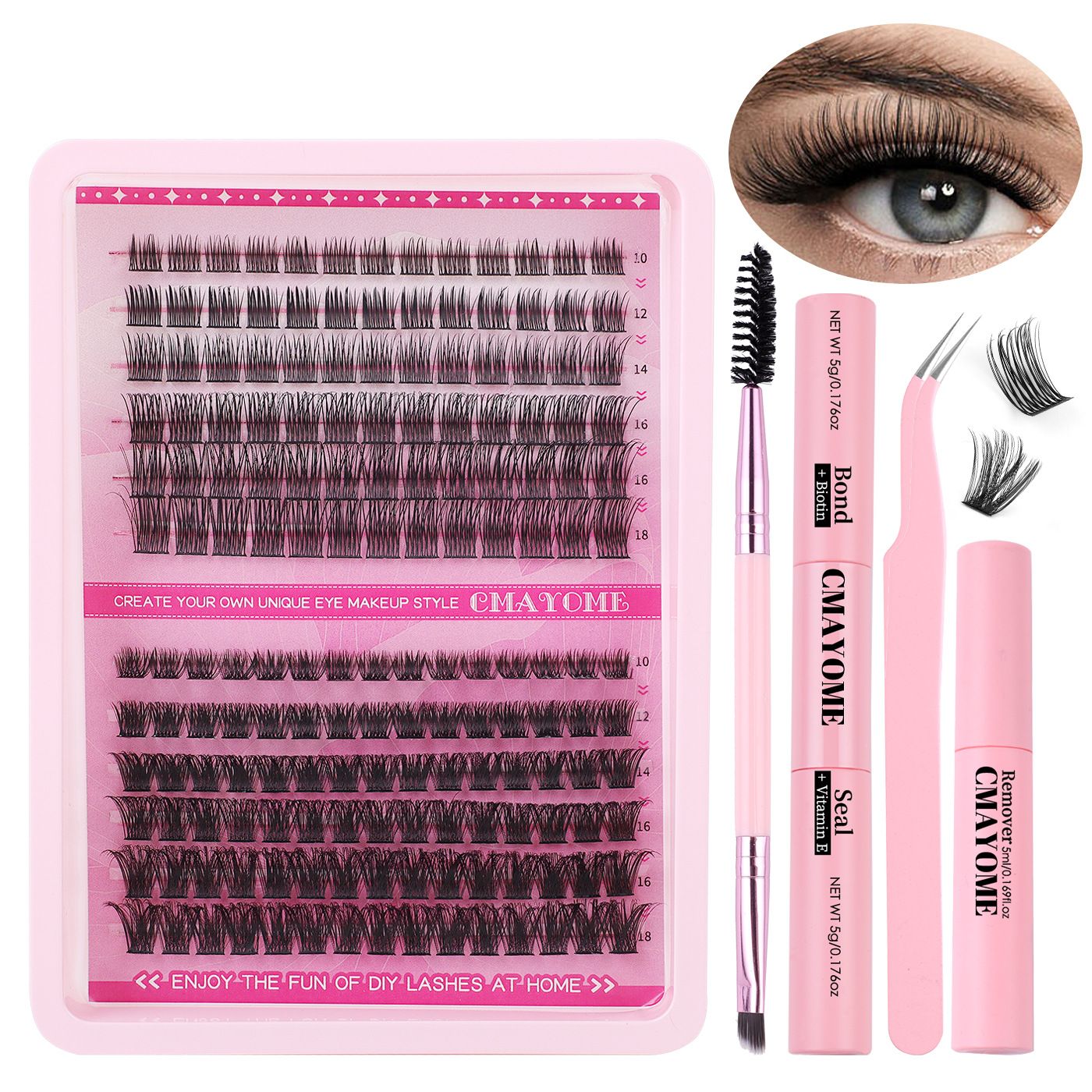 DIY C curved cluster  Lash Cluster Segmented  Single-bundle Wearing Eyelashes C curved single cluster false eyelashes extension set 10-18mm curling With Tools Tweezers Double Glue Makeup Remover