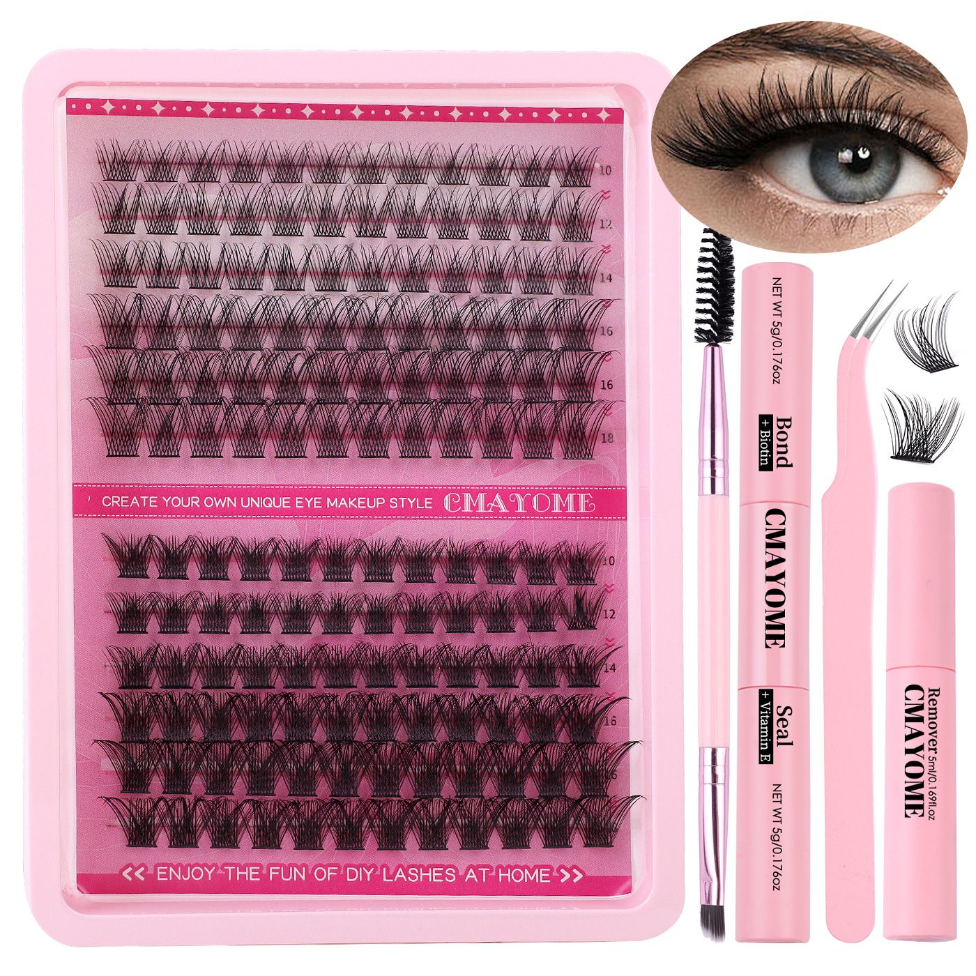 DIY C curved cluster  Lash Cluster Segmented  Single-bundle Wearing Eyelashes C curved single cluster false eyelashes extension set 10-18mm curling With Tools Tweezers Double Glue Makeup Remover