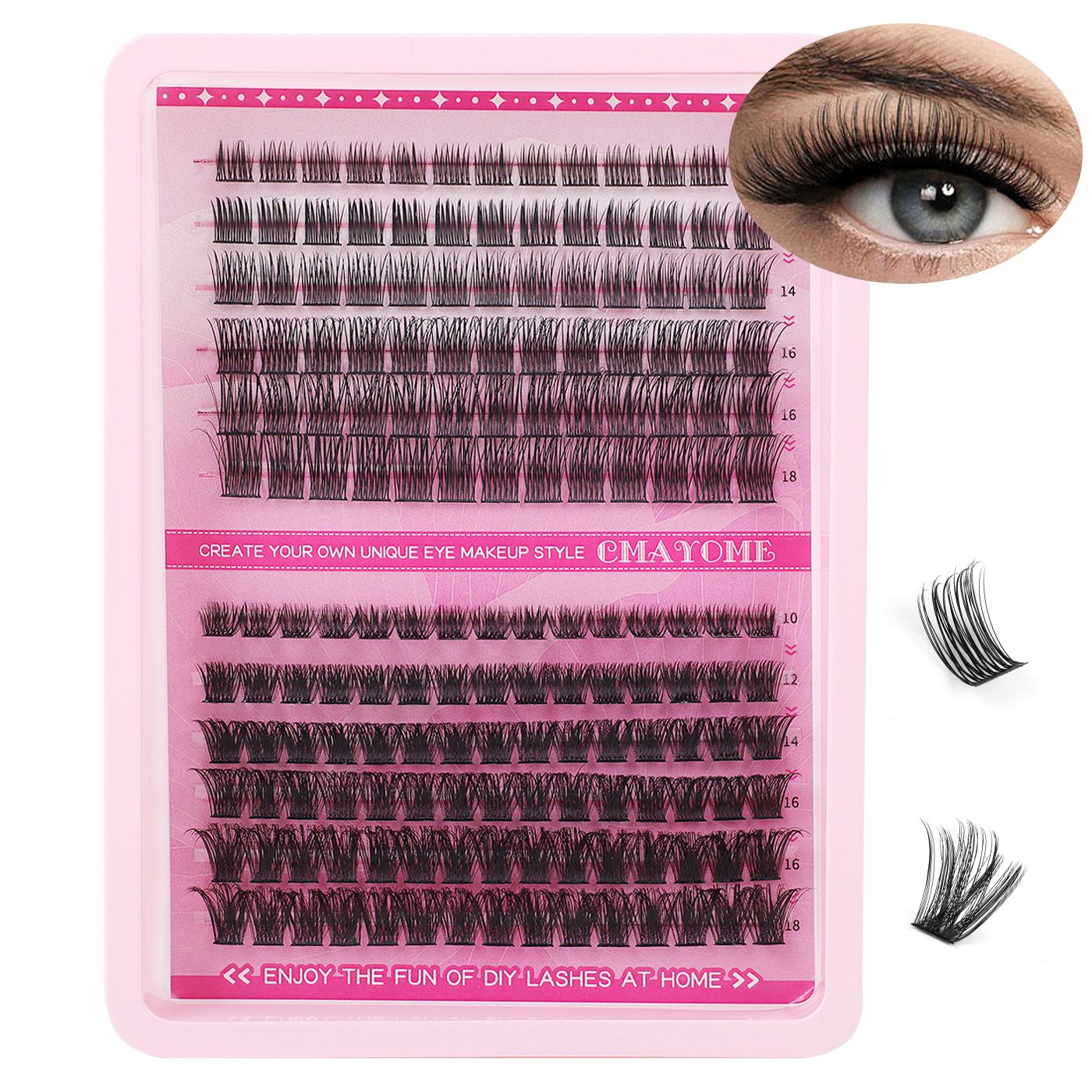 DIY C curved cluster  Lash Cluster Segmented  Single-bundle Wearing Eyelashes C curved single cluster false eyelashes extension set 10-18mm curling With Tools Tweezers Double Glue Makeup Remover