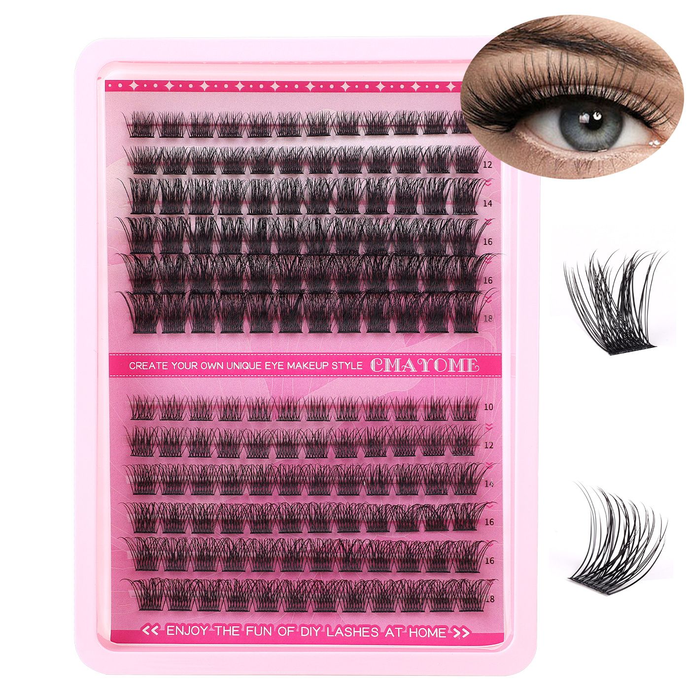 DIY C curved cluster  Lash Cluster Segmented  Single-bundle Wearing Eyelashes C curved single cluster false eyelashes extension set 10-18mm curling With Tools Tweezers Double Glue Makeup Remover