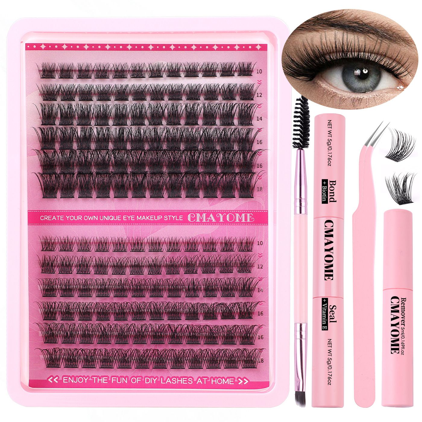 DIY C curved cluster  Lash Cluster Segmented  Single-bundle Wearing Eyelashes C curved single cluster false eyelashes extension set 10-18mm curling With Tools Tweezers Double Glue Makeup Remover