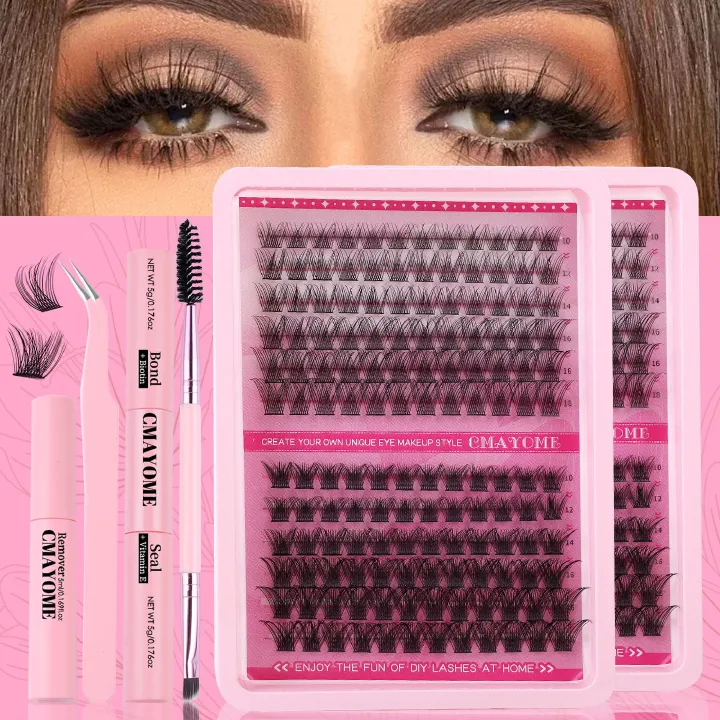 DIY C curved cluster  Lash Cluster Segmented  Single-bundle Wearing Eyelashes C curved single cluster false eyelashes extension set 10-18mm curling With Tools Tweezers Double Glue Makeup Remover
