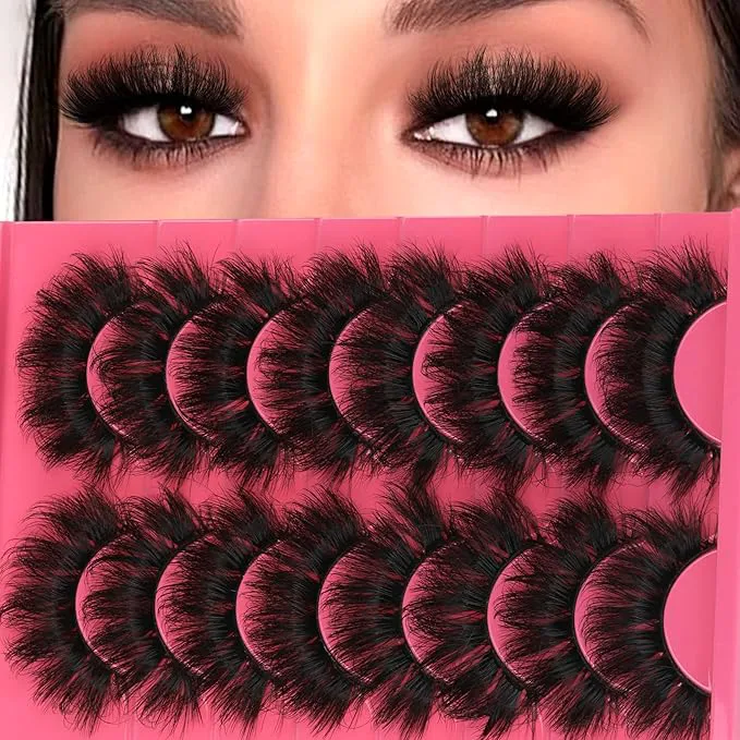 Eyelashes Mink Lashes Dramatic Full Volume False Eyelashes 60D Faux Mink Eye Lash 18mm Long Lashes Pack 7 Pairs