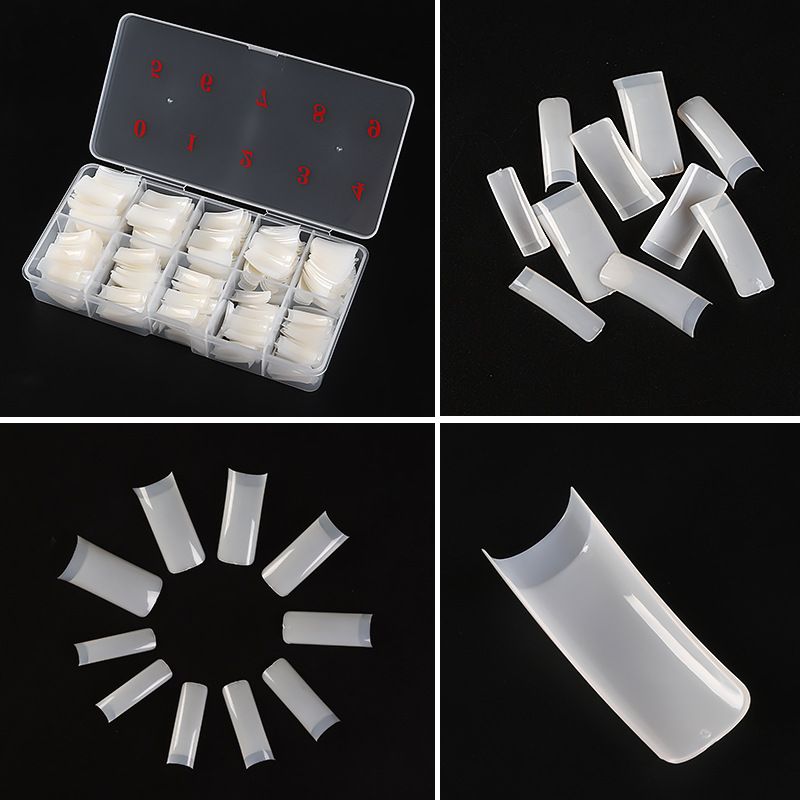 500PCS Half Cover False Nails Tips - Acrylic Nail Tips 10 Sizes Lady French Style Acrylic Artificial Tip Manicure with Box for Nail Tips Art Salons and Home DIY