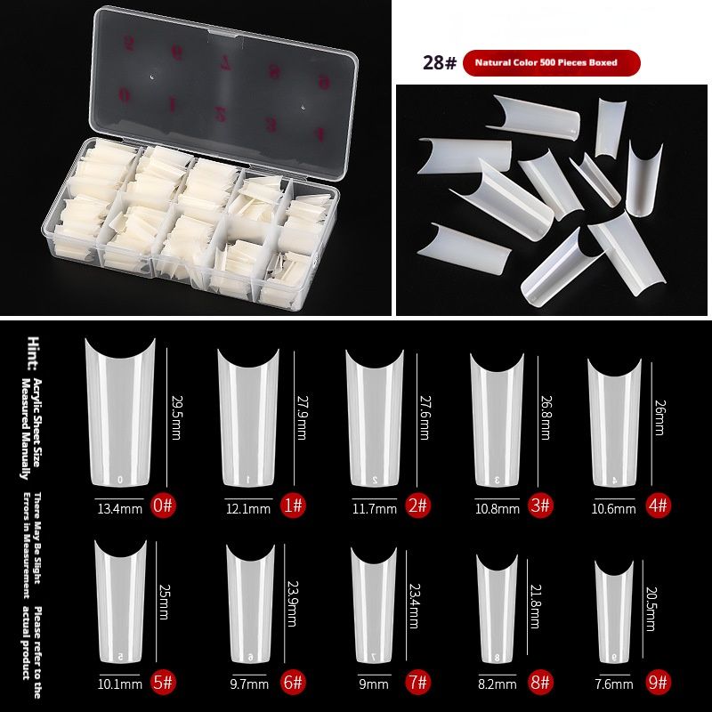 500PCS Half Cover False Nails Tips - Acrylic Nail Tips 10 Sizes Lady French Style Acrylic Artificial Tip Manicure with Box for Nail Tips Art Salons and Home DIY
