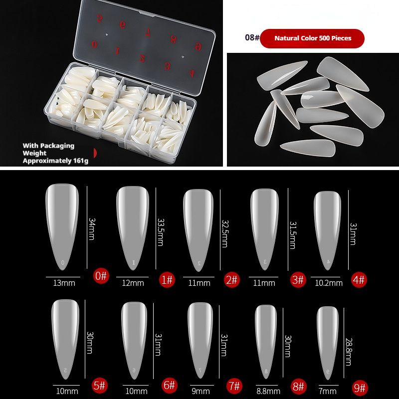 500PCS Half Cover False Nails Tips - Acrylic Nail Tips 10 Sizes Lady French Style Acrylic Artificial Tip Manicure with Box for Nail Tips Art Salons and Home DIY