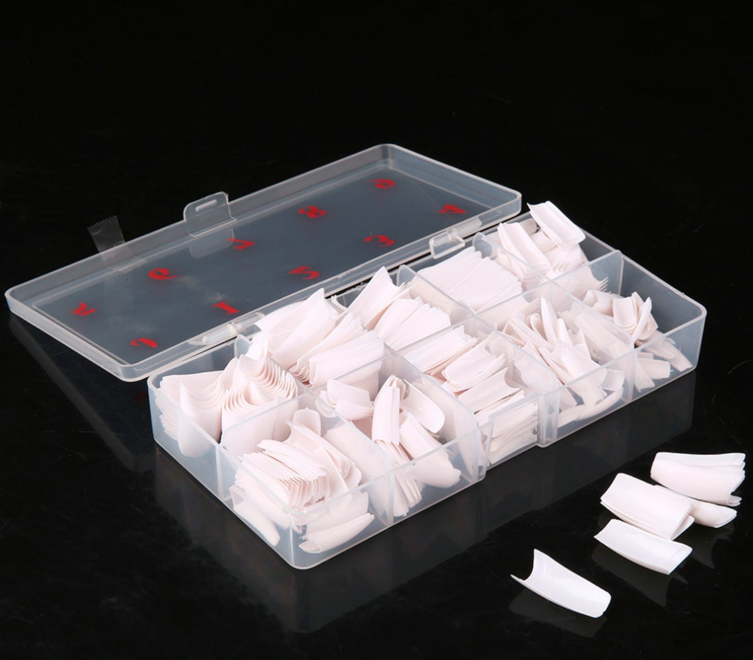 500PCS Half Cover False Nails Tips - Acrylic Nail Tips 10 Sizes Lady French Style Acrylic Artificial Tip Manicure with Box for Nail Tips Art Salons and Home DIY