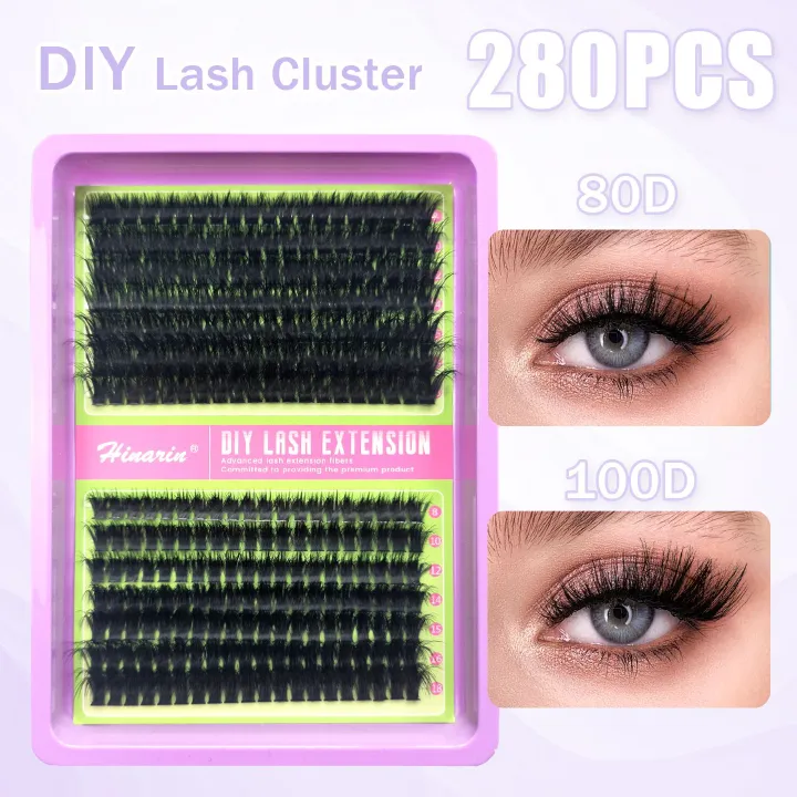 C Curl Lash Clusters Extensions 280 Pcs Individual Eye lash Clusters 80D100D Cluster Eyelash Lashes Wispy Clusters Lashes Makeup at Home - DIY Lash Extension Kit for Self Application (9-18MM) Mix