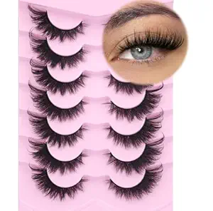 Fox Eye Lashes Wispy False Eyelashes 18mm Volume Faux Mink Lashes Soft Fake Lash Strips , 7 Pairs