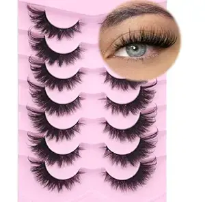 Fox Eye Lashes Wispy False Eyelashes 18mm Volume Faux Mink Lashes Soft Fake Lash Strips , 7 Pairs