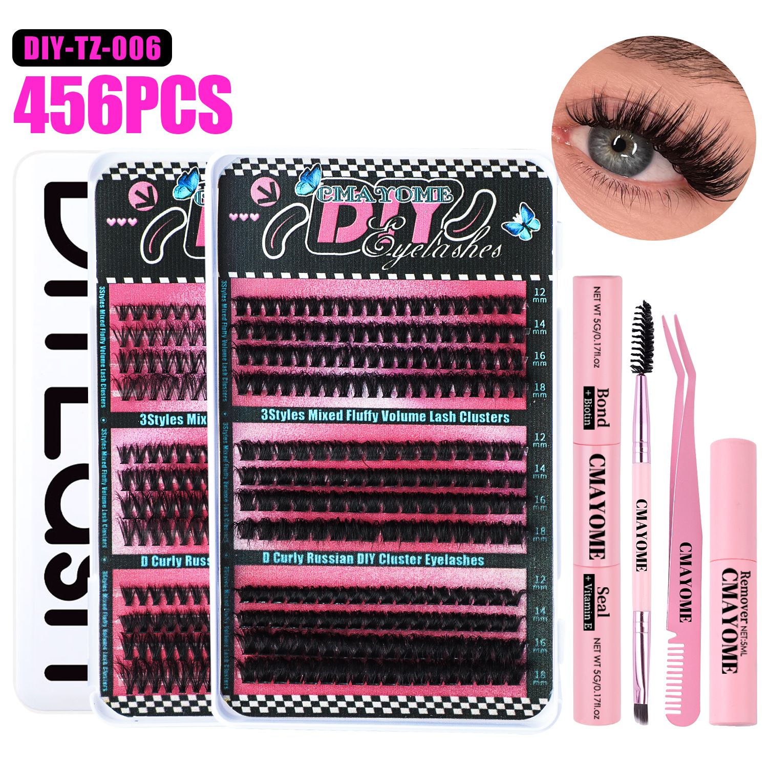 Fluffy Lash Clusters Thick 80/100D Volume Eyelash Clusters 10-20mm Wispy Individual Lashes D Curl Cluster Eyelash Extensions DIY Lash Extension for Beginner