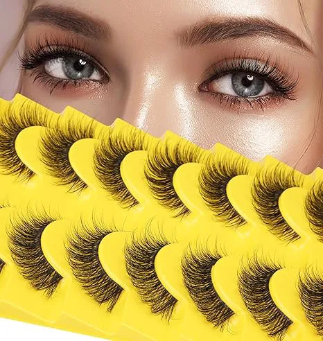 Mink Lashes Volume False Eyelashes 18mm Thick Fake Lashes 8D Volume Cat Eye Lashes Natural Look Like Lash Extension 10Pairs Pack