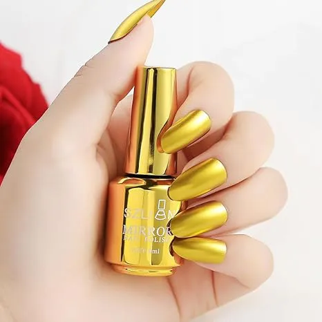 Nail Polish Metallic Mirror Effect Metal Long-Lasting Quick Dry Nail Lacquers, Shiny Chrome DIY Manicure