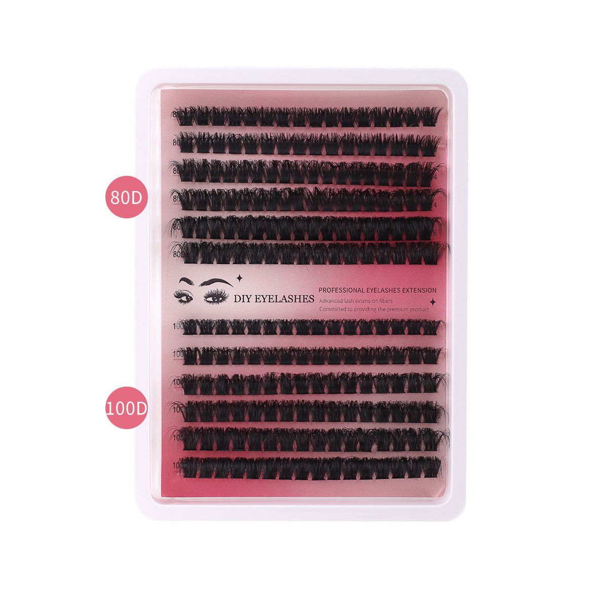 Individual Eye lash 3D Curl Lash Clusters Extensions Clusters 80D/100D Cluster Eyelash Lashes Fluffy Wispy Clusters Lashes Makeup at Home - DIY Lash Extension Kit Self pestañas falsas(9-16)MM