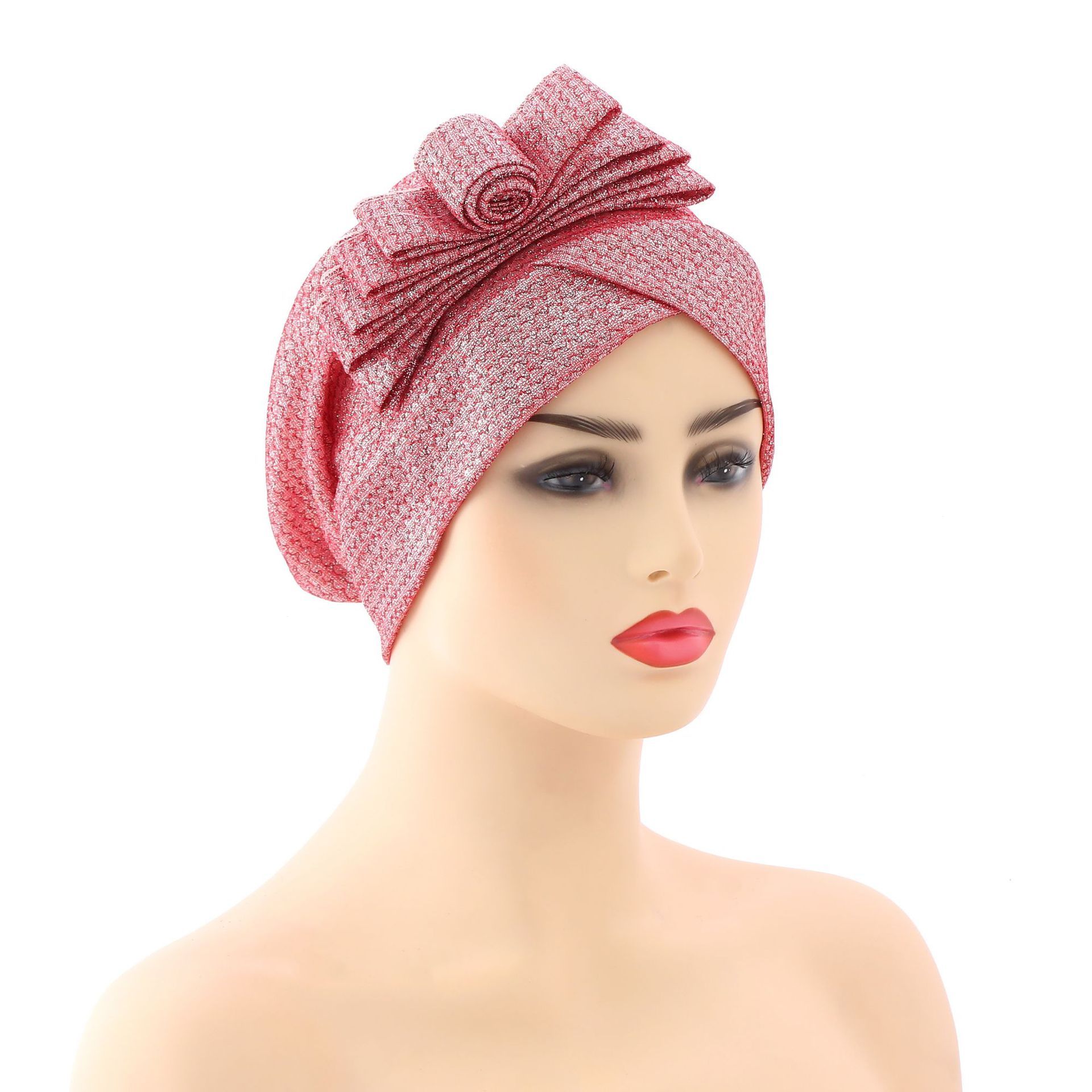 Flower Womens Indian Muslim Hair Cap Hijab Pearls Beads Turban Headwear Wrap Scarf Arab Islamic Bonnet Cover Hat