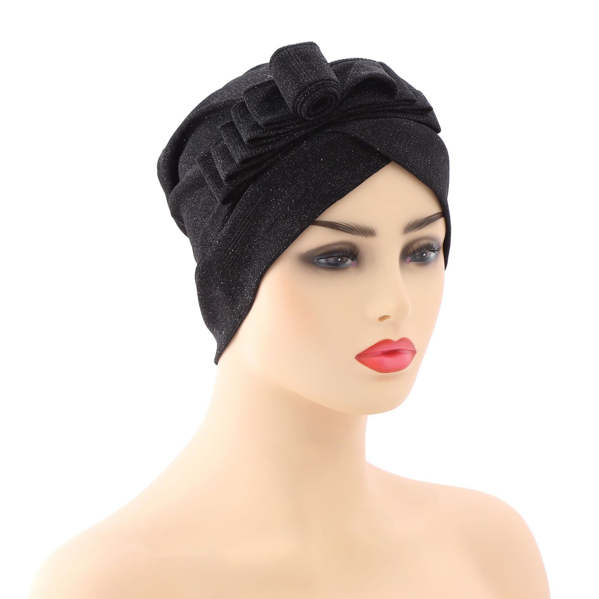 Flower Womens Indian Muslim Hair Cap Hijab Pearls Beads Turban Headwear Wrap Scarf Arab Islamic Bonnet Cover Hat