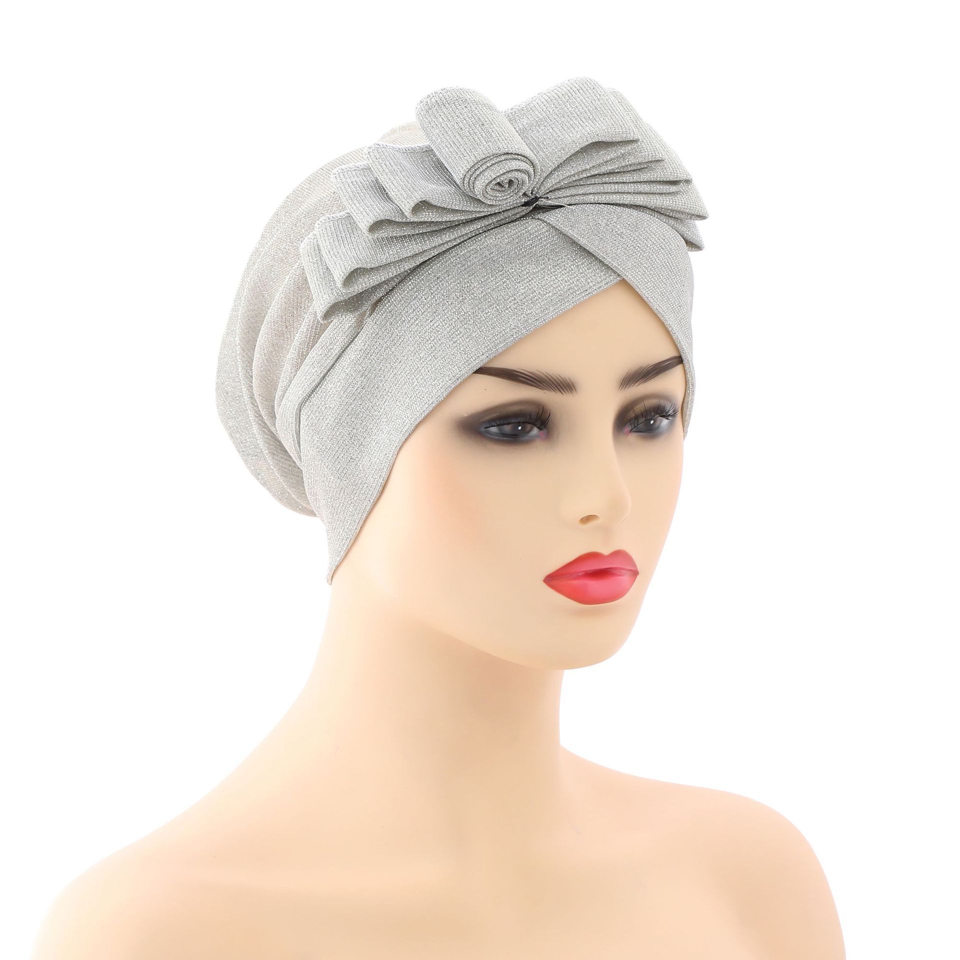 Flower Womens Indian Muslim Hair Cap Hijab Pearls Beads Turban Headwear Wrap Scarf Arab Islamic Bonnet Cover Hat