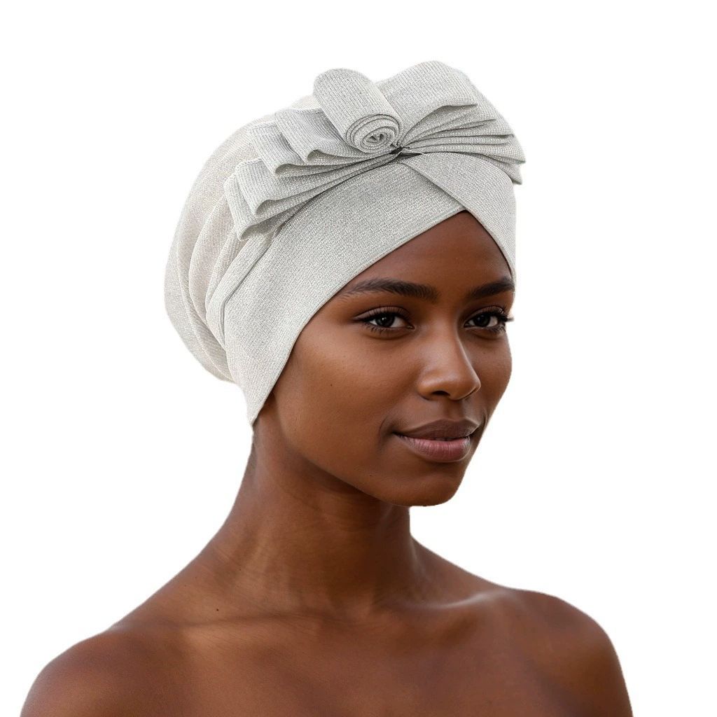 Flower Womens Indian Muslim Hair Cap Hijab Pearls Beads Turban Headwear Wrap Scarf Arab Islamic Bonnet Cover Hat