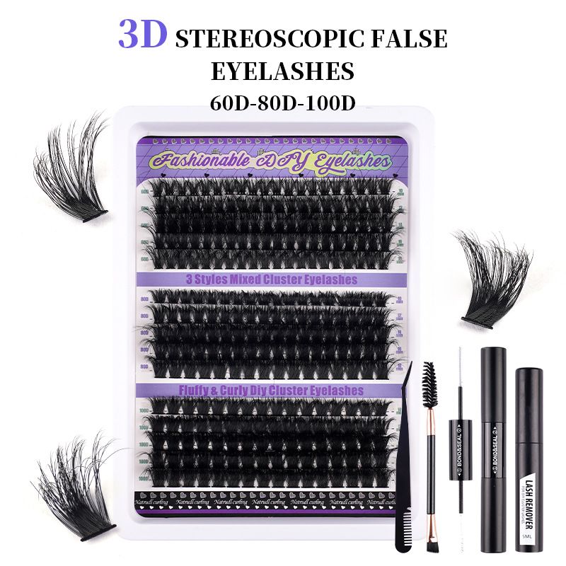 DIY False Eyelash large capacity Clusters - Buildable Volume 30D to 100D (270 Pcs) for Natural Look False Eyelashes Natural Thick Kit Lash Extension Kit DIY Individual Lashes Kit with Lash Bond
