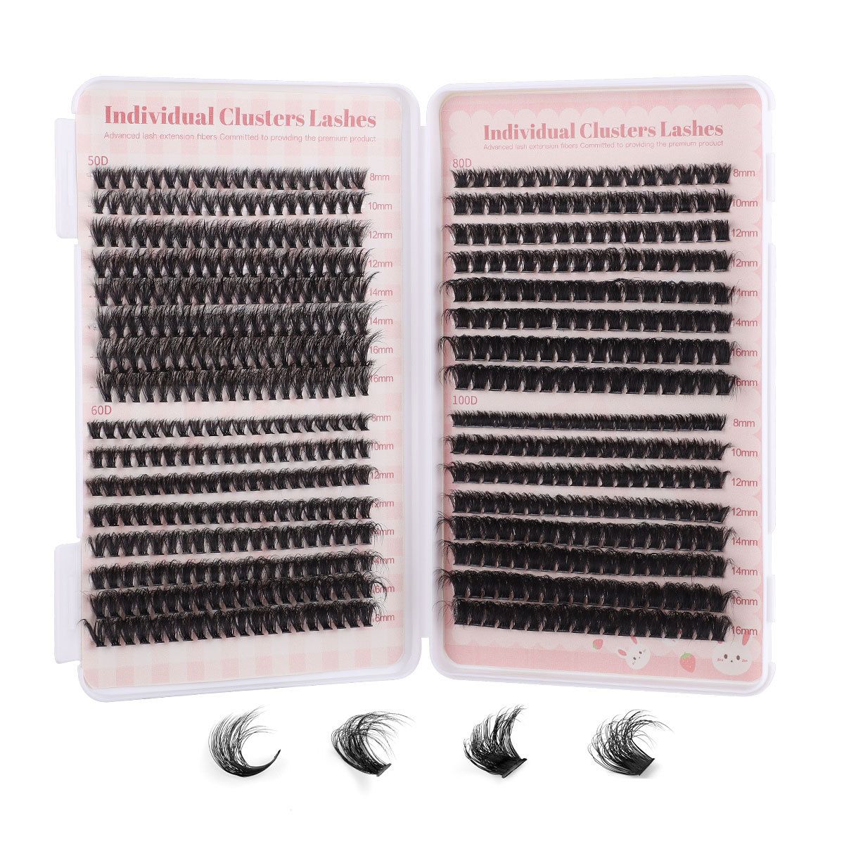 DIY EyeLashes Extensions Kit,530pcs,Natural Fluffy Cat Eye Faux Mink Curl False Eyelash,Wispy Lashes Fluffy Natural Look Thick Soft Curly Lash Extensions
