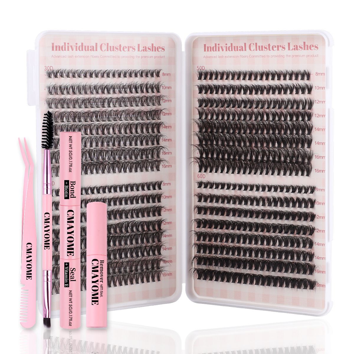 DIY EyeLashes Extensions Kit,530pcs,Natural Fluffy Cat Eye Faux Mink Curl False Eyelash,Wispy Lashes Fluffy Natural Look Thick Soft Curly Lash Extensions