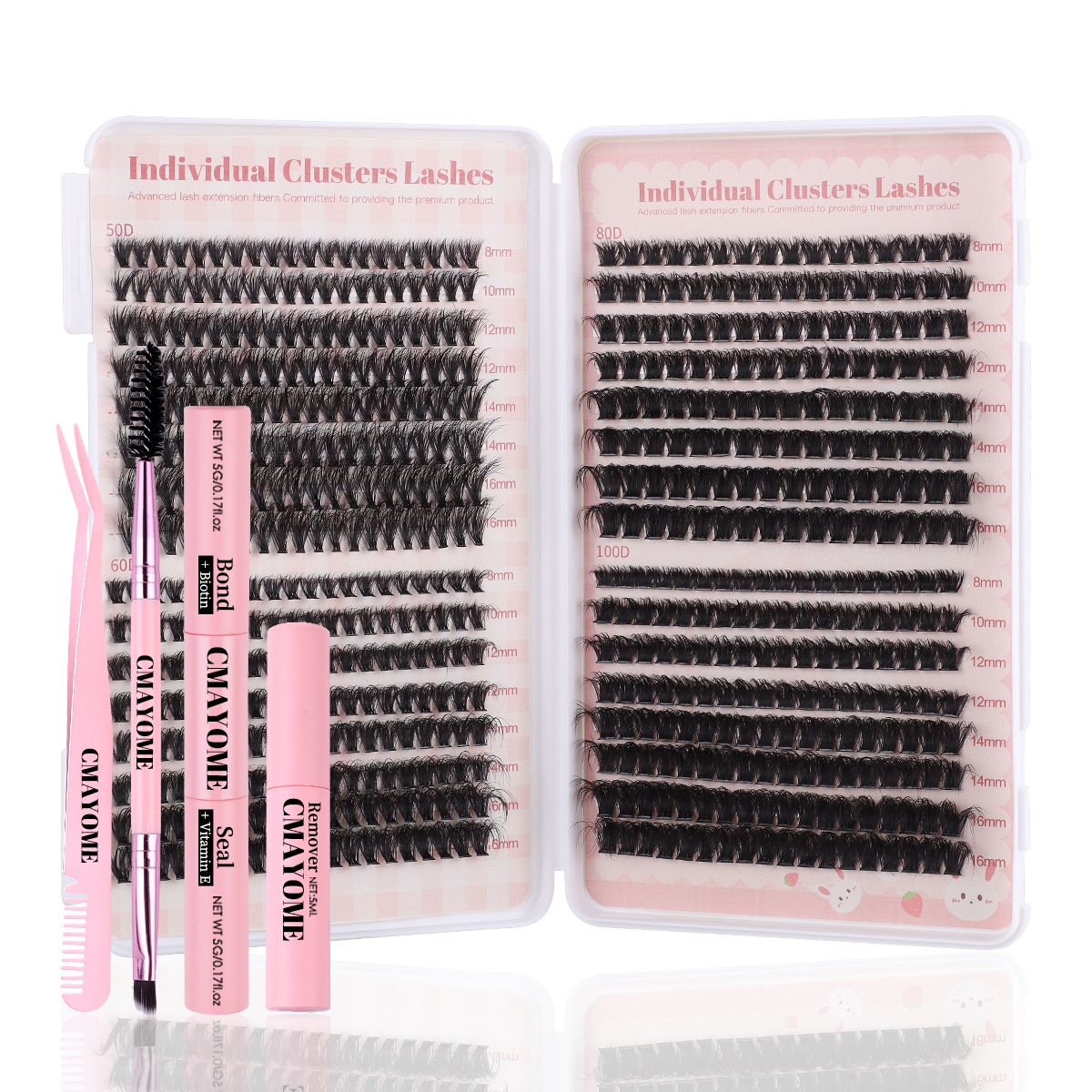 DIY EyeLashes Extensions Kit,530pcs,Natural Fluffy Cat Eye Faux Mink Curl False Eyelash,Wispy Lashes Fluffy Natural Look Thick Soft Curly Lash Extensions