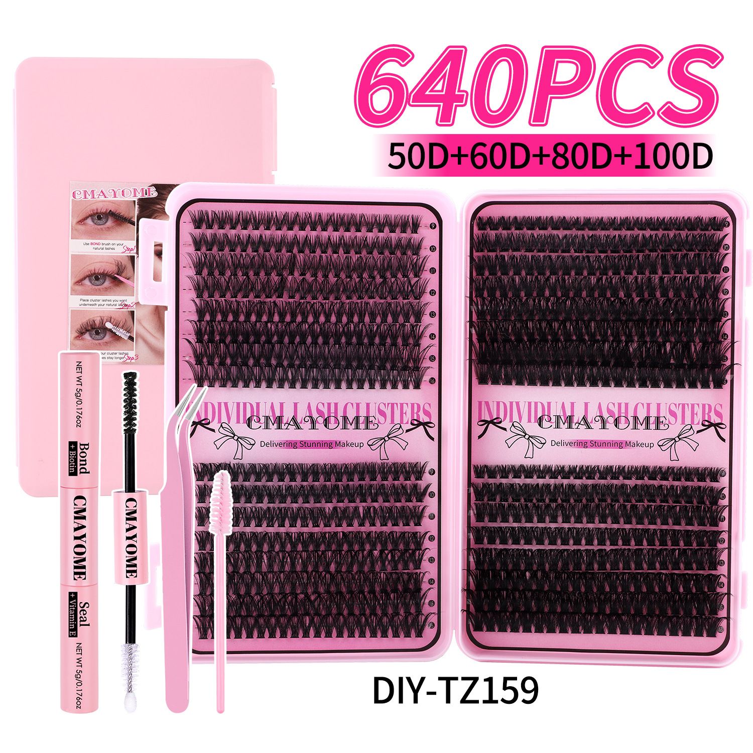 Lash Clusters 640pcs Natural Lash Extension Individual Cluster Eyelash Russian Lash Clusters Individual Lashes Eyelash Clusters Natural Look Eyelashes for DIY at Home(9-16MM,40D,100D)