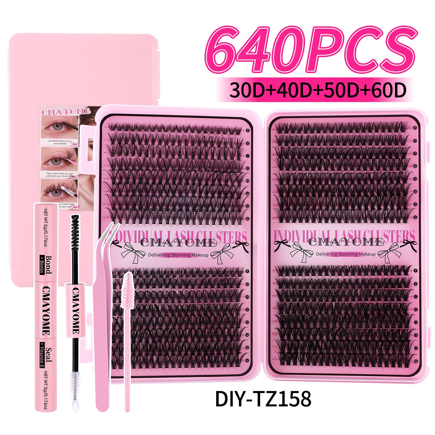 Lash Clusters 640pcs Natural Lash Extension Individual Cluster Eyelash Russian Lash Clusters Individual Lashes Eyelash Clusters Natural Look Eyelashes for DIY at Home(9-16MM,40D,100D)