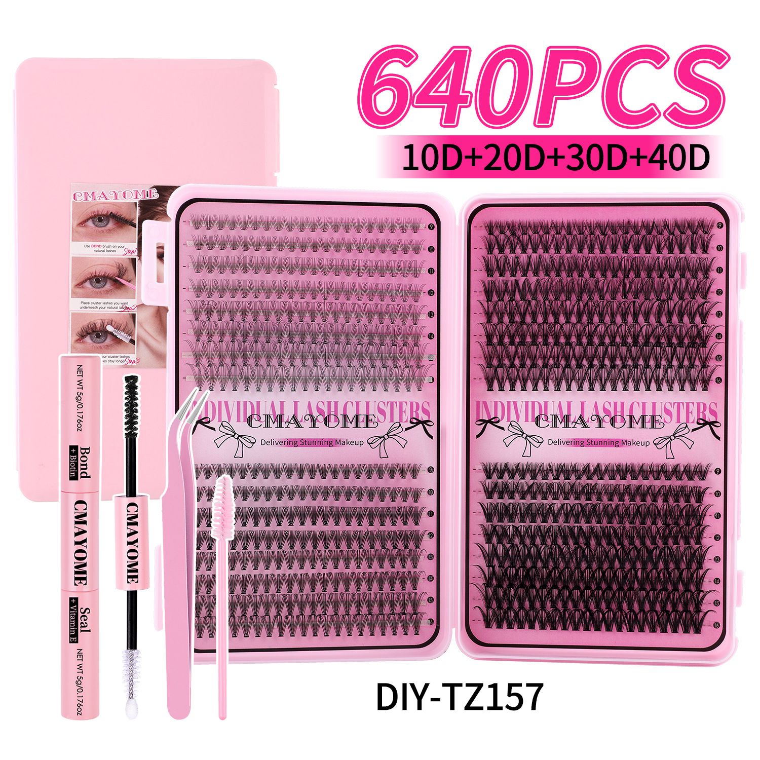 Lash Clusters 640pcs Natural Lash Extension Individual Cluster Eyelash Russian Lash Clusters Individual Lashes Eyelash Clusters Natural Look Eyelashes for DIY at Home(9-16MM,40D,100D)