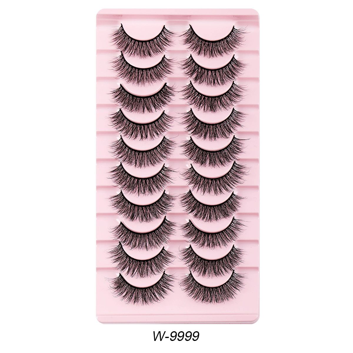 False Lashes Natural Strip Eyelashes 14mm Wispy Cat Eye Lash Strips Full Volume Mink Eyelash Pack Natural Look 10 Pairs Thick Fluffy Mink Russian  for Women view 9