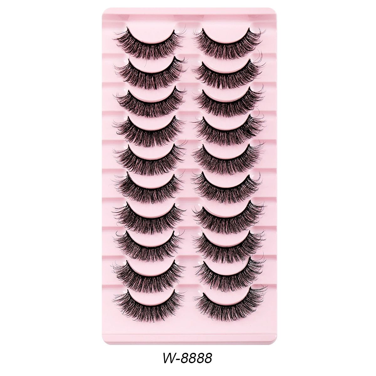 False Lashes Natural Strip Eyelashes 14mm Wispy Cat Eye Lash Strips Full Volume Mink Eyelash Pack Natural Look 10 Pairs Thick Fluffy Mink Russian  for Women view 8