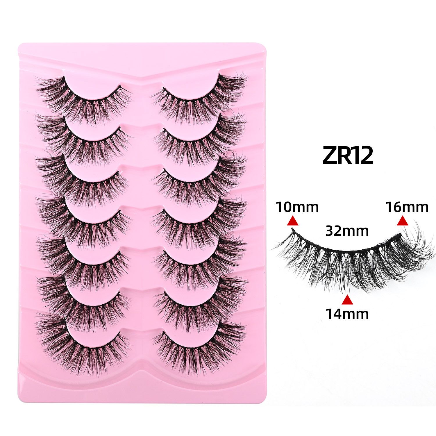 Fox Eye Lashes Wispy False Eyelashes 18mm Volume Faux Mink Lashes Soft Fake Lash Strips , 7 Pairs view 4