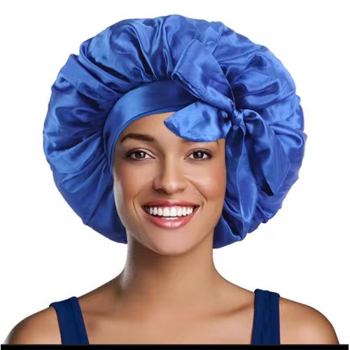 Extra Large Satin Bonnet For Women Jumbo Hair Bonnet Stretchy Tie Band -Light Purple