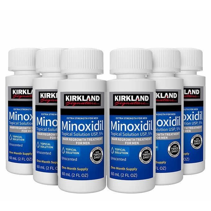 Kirkland Minoxidil 5% Extra Strength Hair Loss Regrowth System Treatment For Men Beard Care Oil Premium Topical Solution Growth Nourishing Serum 6 Bottle Of 60ml (6 Months Supply)
