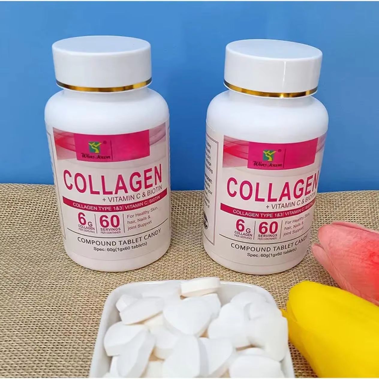 Multi Collagen Type 1 2 3 4 5 With Biotin, Vitamin C, and Hyaluronic Acid supports skin hydration, elasticity, and youthful radiance while strengthening hair & nails