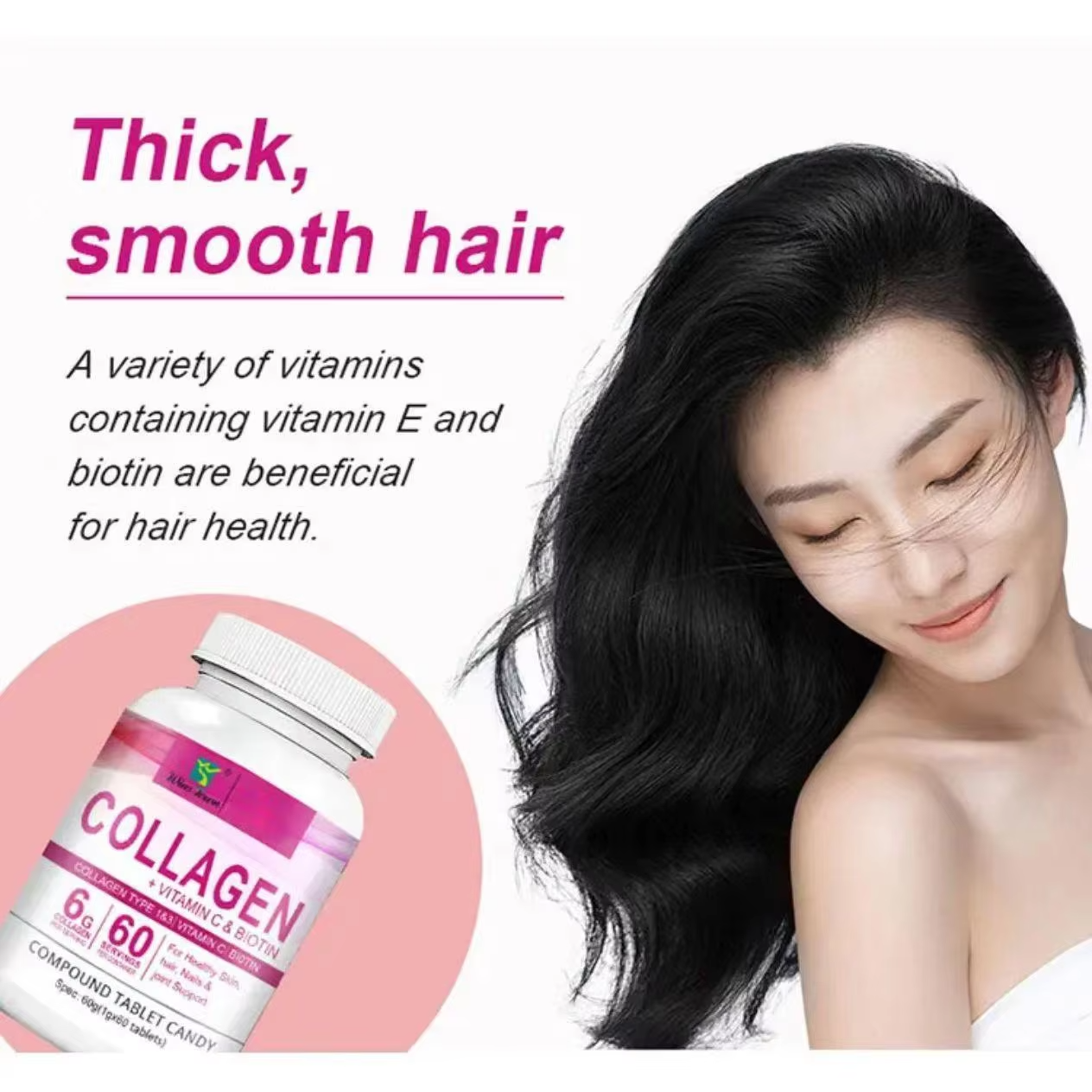 Multi Collagen Type 1 2 3 4 5 With Biotin, Vitamin C, and Hyaluronic Acid supports skin hydration, elasticity, and youthful radiance while strengthening hair & nails