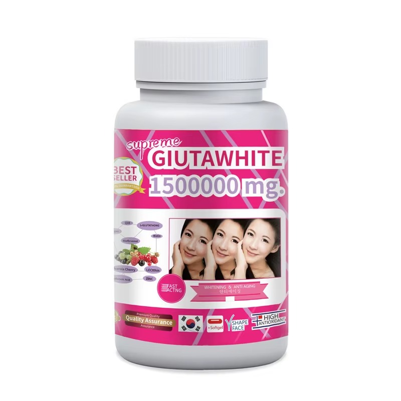 Supreme Gluta White 1500000mg Glutathione Softgels For Skin Lightening, Skin Moisturizer, Collagen Stimulator Healthy Blood Circulation | L-Glutathio Moisturizing
