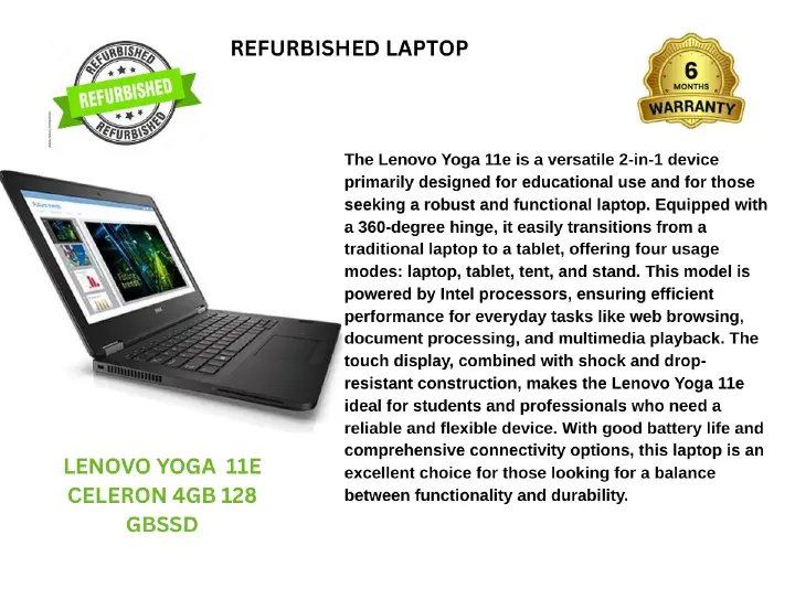GRADE A LENOVO YOGA 11E X360 INTEL PENTIUM N4200 SPEED OF 1.1GHz TOUCH SCREEN  WINDOWS 10 PRO 6 MONTH WARANT 4GB RAM 128 SSD