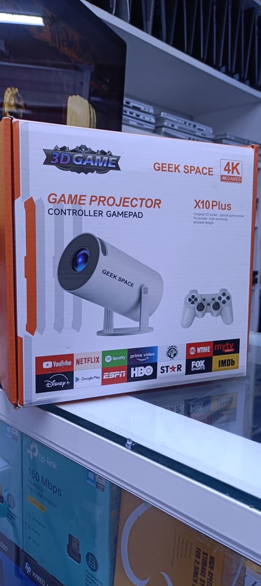 GEEK SPACE  GAME PROJECTOR 4K X10PLUS WITH CONTROLLER GAMEPAD
YOUTUBE,NETFLIX,PRIMEVIDEO,FOX,DISNEY,MYTV,FOX,