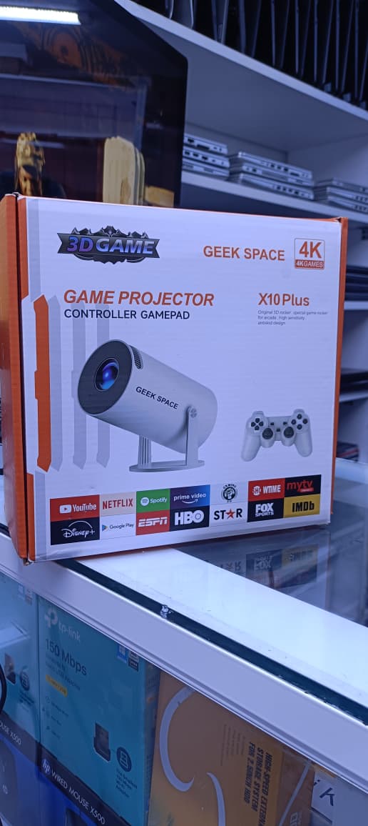 GEEK SPACE  GAME PROJECTOR 4K X10PLUS WITH CONTROLLER GAMEPAD
YOUTUBE,NETFLIX,PRIMEVIDEO,FOX,DISNEY,MYTV,FOX,