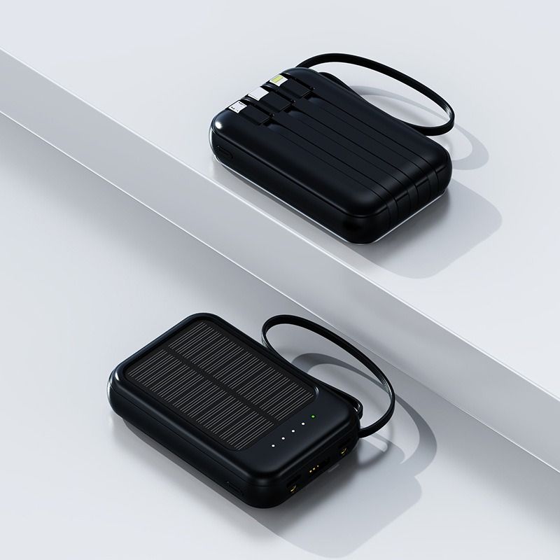 New hot-selling mobile power bank, mini with built-in line, solar charging bank, 10000 mAh large capacity, portable,.
