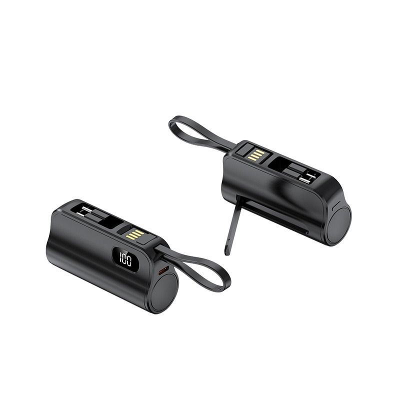 Cross border pocket capsule mini power bank portable power bank with built-in cable holder and mobile power bank