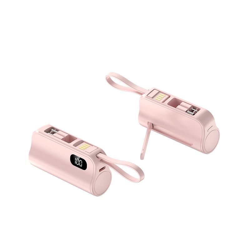 Cross border pocket capsule mini power bank portable power bank with built-in cable holder and mobile power bank